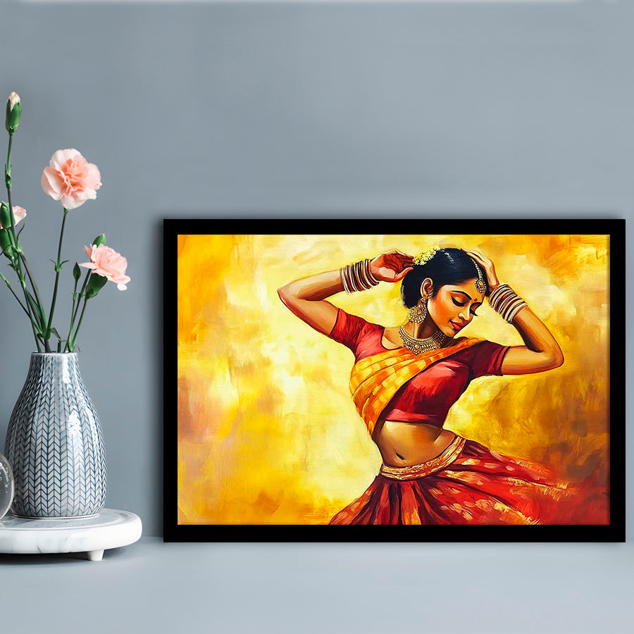 Beautiful Indian Wall Art, Woman Dancing Art Prints, Extra Large India Wall Decor, Framed Art Print, Picture Framed