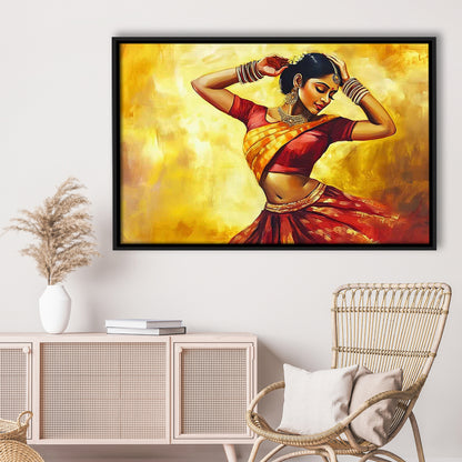 Beautiful Indian Wall Art, Woman Dancing Canvas Print, Extra Large Wall Decor, Framed Cavas Print, Floating Frame