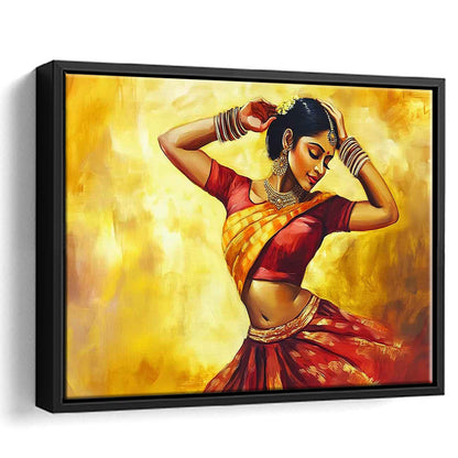Beautiful Indian Wall Art, Woman Dancing Canvas Print, Extra Large Wall Decor, Framed Cavas Print, Floating Frame