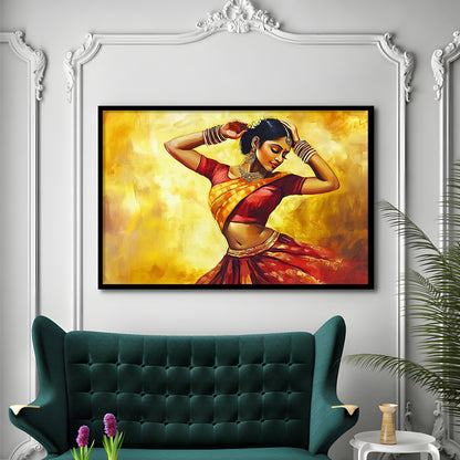 Beautiful Indian Wall Art, Woman Dancing Art Prints, Extra Large India Wall Decor, Framed Art Print, Picture Framed