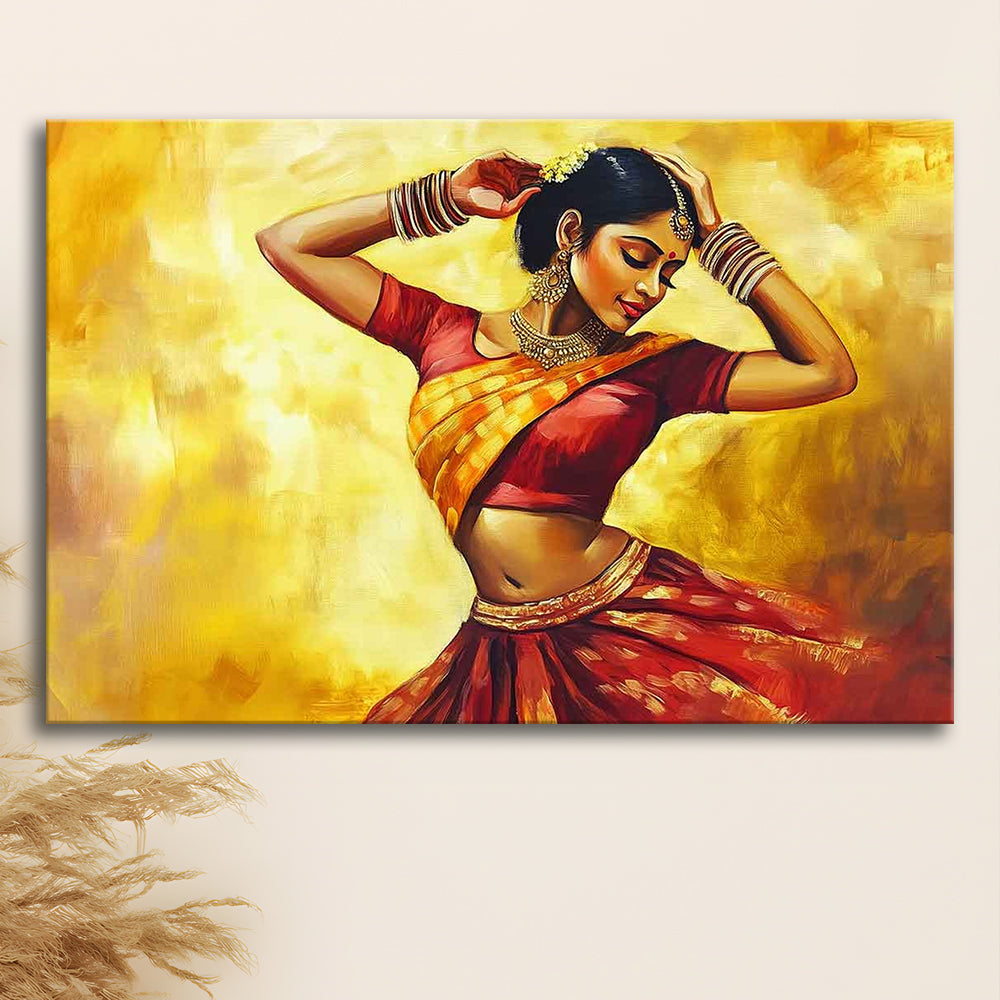 Beautiful Indian Wall Art, Woman Dancing Canvas Print, Extra Large India Wall Decor, Cavas Print Wall Art Hom Decor