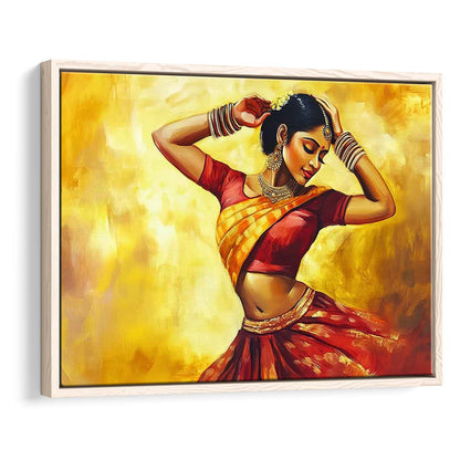 Beautiful Indian Wall Art, Woman Dancing Canvas Print, Extra Large Wall Decor, Framed Cavas Print, Floating Frame