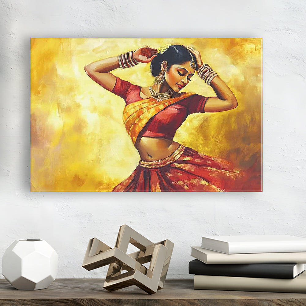 Beautiful Indian Wall Art, Woman Dancing Canvas Print, Extra Large India Wall Decor, Cavas Print Wall Art Hom Decor