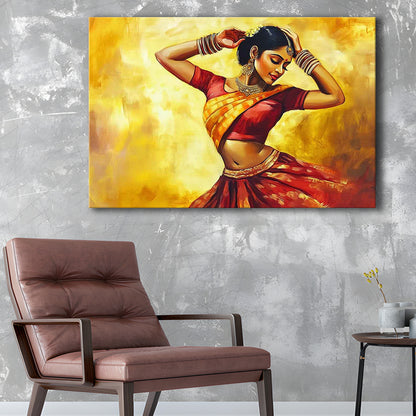 Beautiful Indian Wall Art, Woman Dancing Canvas Print, Extra Large India Wall Decor, Cavas Print Wall Art Hom Decor