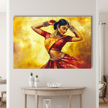 Beautiful Indian Wall Art, Woman Dancing Canvas Print, Extra Large India Wall Decor, Cavas Print Wall Art Hom Decor