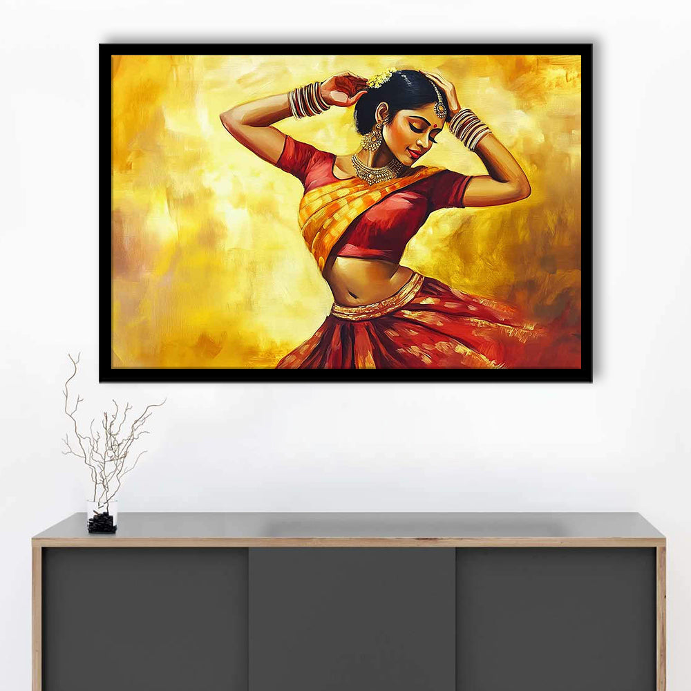 Beautiful Indian Wall Art, Woman Dancing Art Prints, Extra Large India Wall Decor, Framed Art Print, Picture Framed