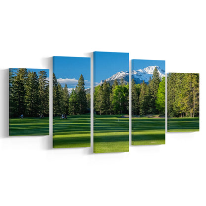 Beautiful Golf Course In Banff National Park Alberta, Canada, Golf Art Print, 5 Pieces Mixed Canvas Print Wall Art
