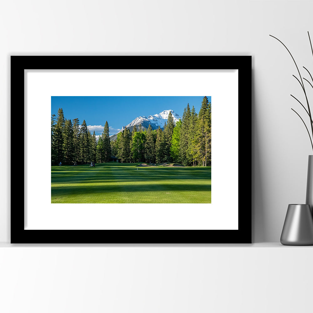 Beautiful Golf Course In Banff National Park Alberta, Canada, Goft Art Print, Framed Art Print White Border Wall Decor