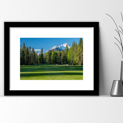 Beautiful Golf Course In Banff National Park Alberta, Canada, Goft Art Print, Framed Art Print White Border Wall Decor