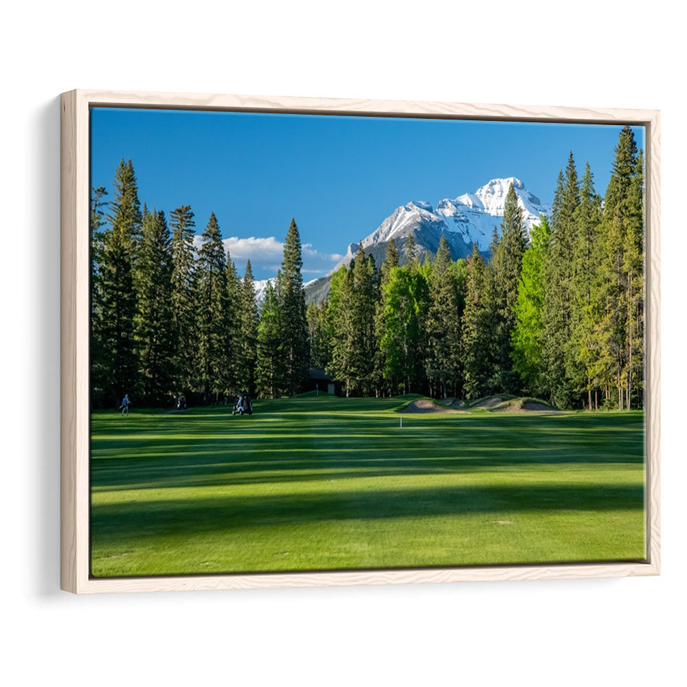 Beautiful Golf Course In Banff National Park Alberta, Canada, Floating Framed Canvas Print Wall Art