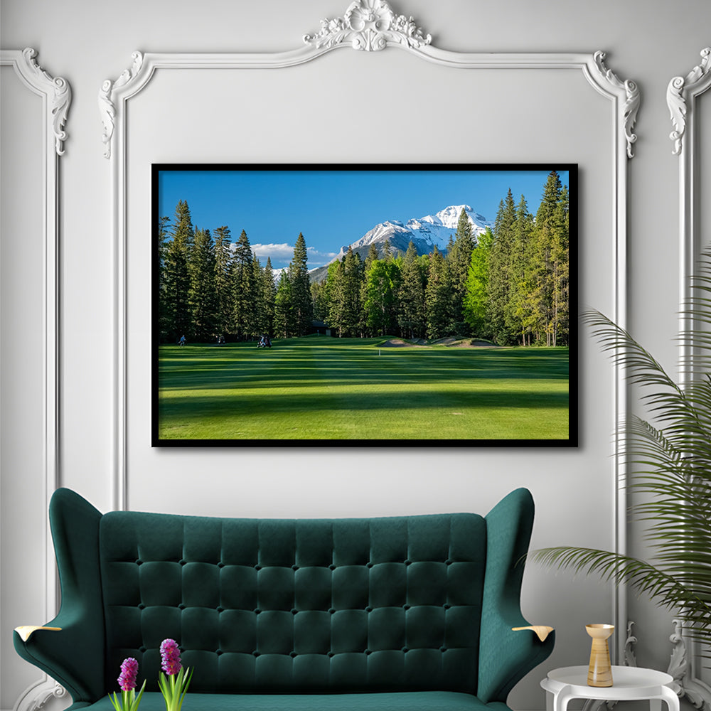 Beautiful Golf Course In Banff National Park Alberta, Canada, Framed Art Print Wall Decor, Picture Framed