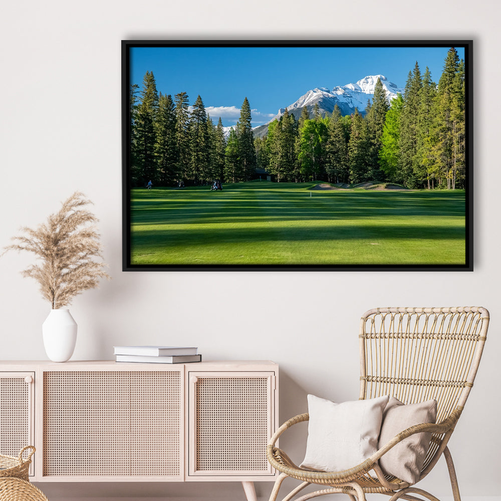Beautiful Golf Course In Banff National Park Alberta, Canada, Floating Framed Canvas Print Wall Art