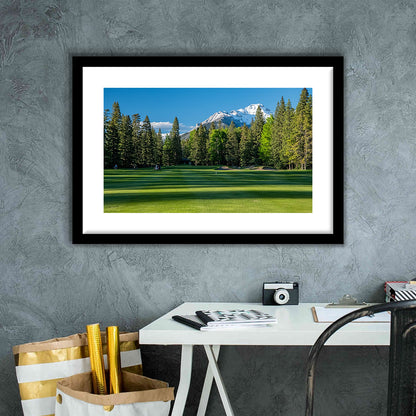 Beautiful Golf Course In Banff National Park Alberta, Canada, Goft Art Print, Framed Art Print White Border Wall Decor