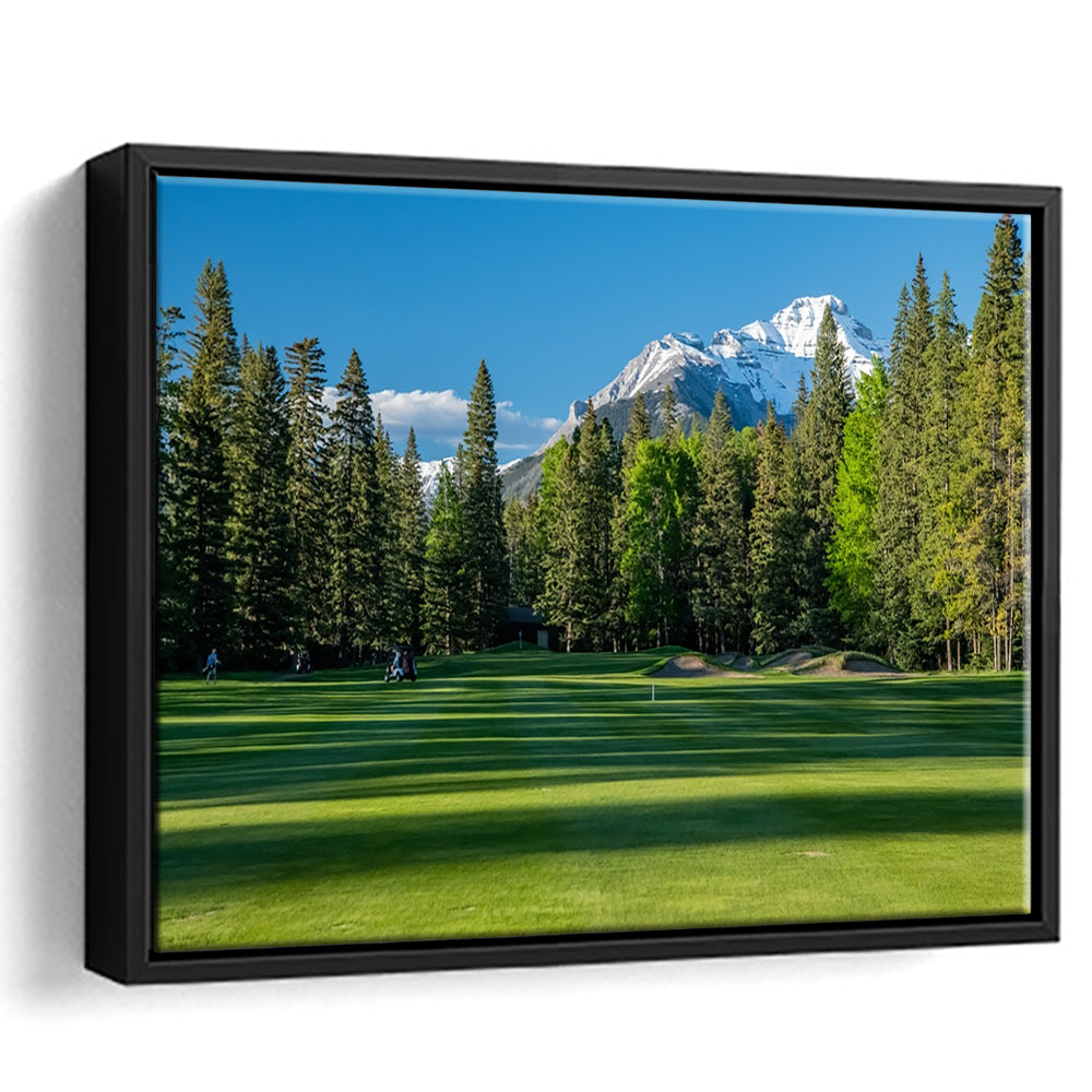Beautiful Golf Course In Banff National Park Alberta, Canada, Floating Framed Canvas Print Wall Art