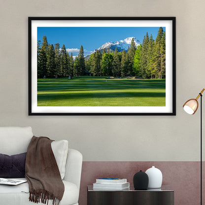 Beautiful Golf Course In Banff National Park Alberta, Canada, Goft Art Print, Framed Art Print White Border Wall Decor