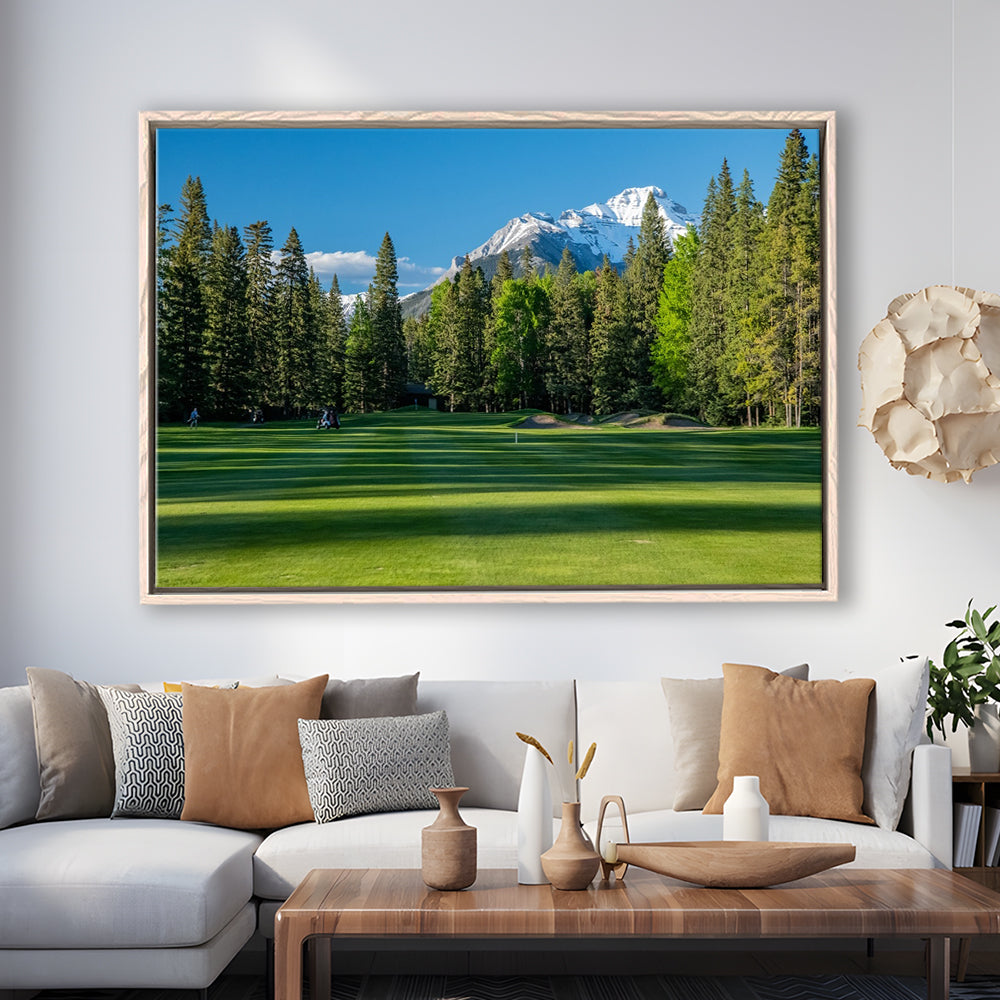 Beautiful Golf Course In Banff National Park Alberta, Canada, Floating Framed Canvas Print Wall Art