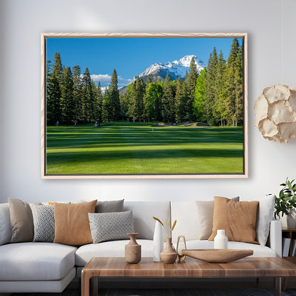 Beautiful Golf Course In Banff National Park Alberta, Canada, Floating Framed Canvas Print Wall Art