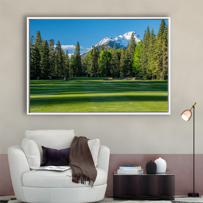 Beautiful Golf Course In Banff National Park Alberta, Canada, Floating Framed Canvas Print Wall Art