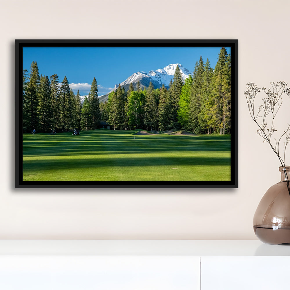 Beautiful Golf Course In Banff National Park Alberta, Canada, Floating Framed Canvas Print Wall Art
