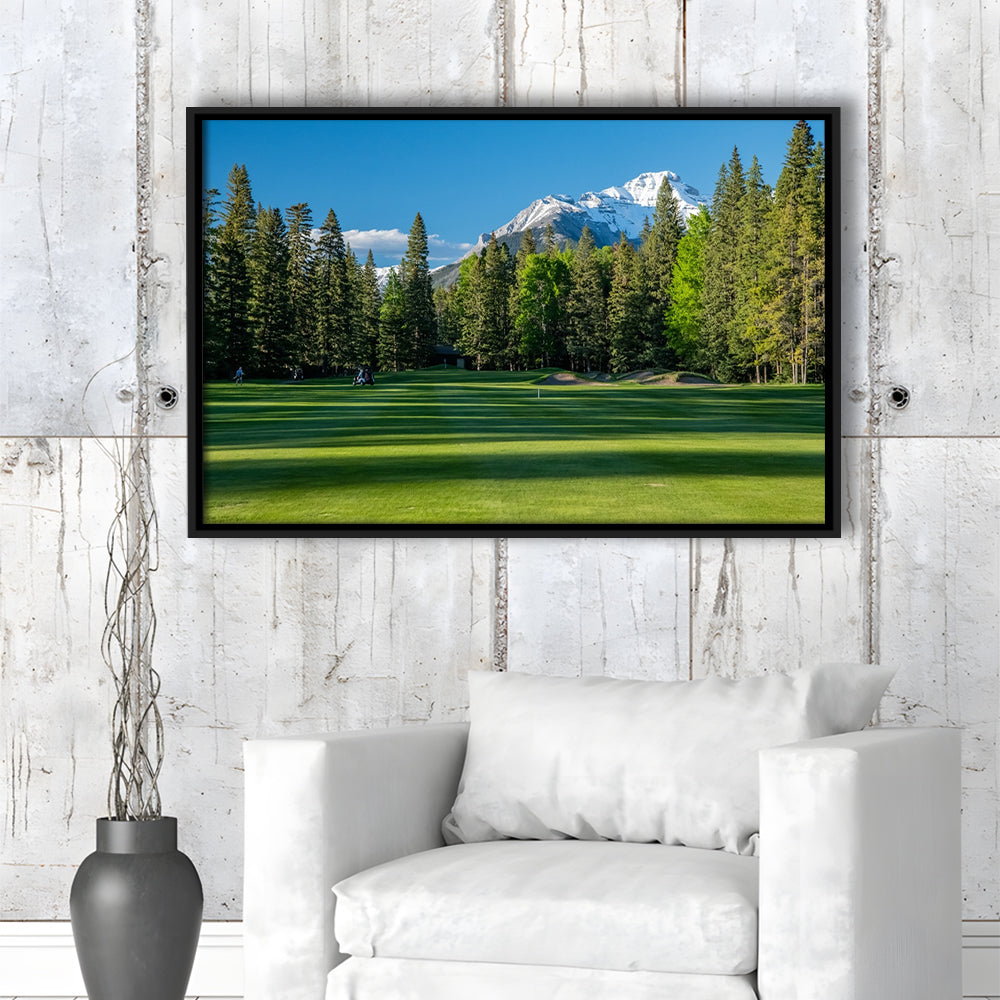 Beautiful Golf Course In Banff National Park Alberta, Canada, Floating Framed Canvas Print Wall Art