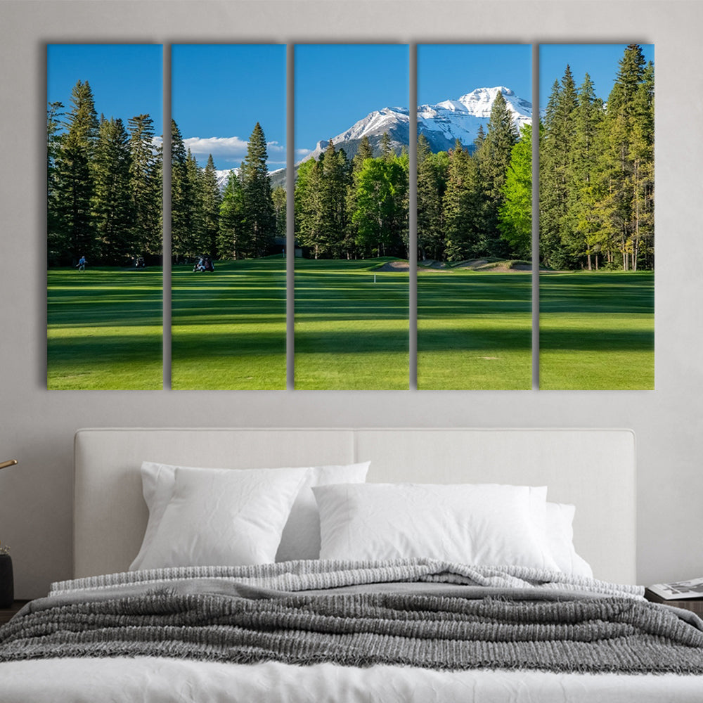 Beautiful Golf Course In Banff National Park Alberta, Canada, Golf Art Print, Extra Large Canvas Print Wall Art