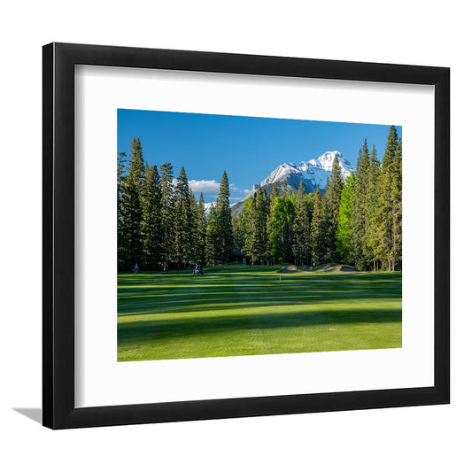 Beautiful Golf Course In Banff National Park Alberta, Canada, Goft Art Print, Framed Art Print White Border Wall Decor