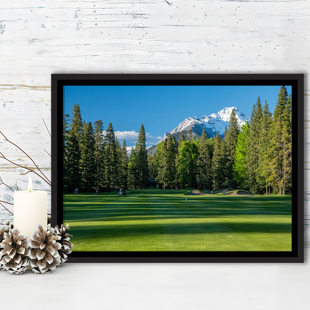 Beautiful Golf Course In Banff National Park Alberta, Canada, Floating Framed Canvas Print Wall Art