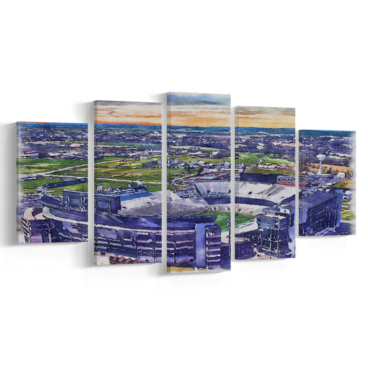 Beaver Stadium, Pennsylvania State Football Painting Stadium Watercolor, Sport Art, Mixed 5 Panel, Canvas Print Wall Art
