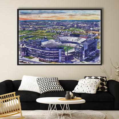 Beaver Stadium, Pennsylvania State Football Painting Stadium Watercolor, Sport Gift Art, Framed Canvas Print Wall Art