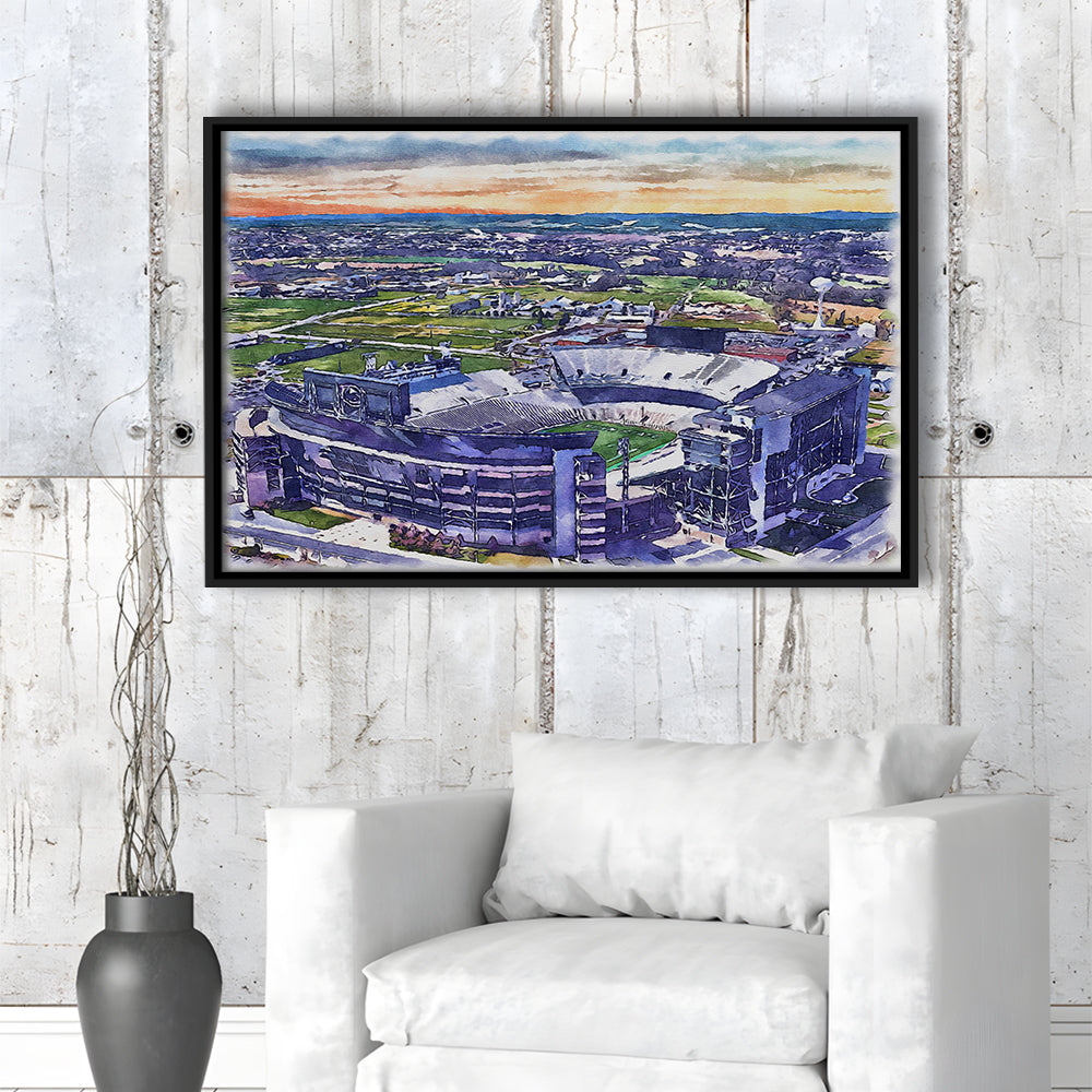 Beaver Stadium, Pennsylvania State Football Painting Stadium Watercolor, Sport Gift Art, Framed Canvas Print Wall Art