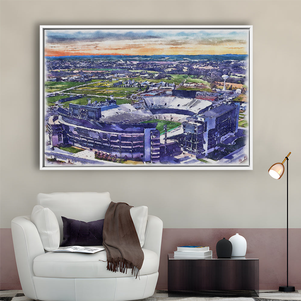 Beaver Stadium, Pennsylvania State Football Painting Stadium Watercolor, Sport Gift Art, Framed Canvas Print Wall Art