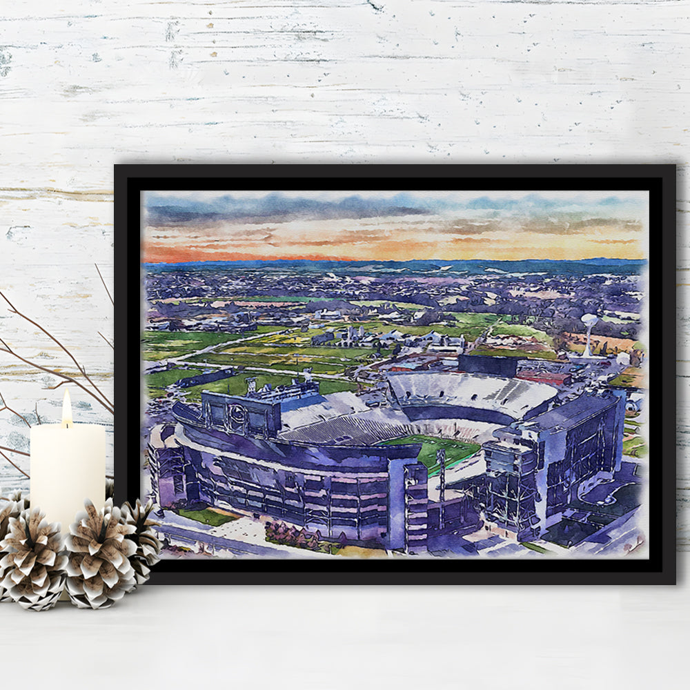 Beaver Stadium, Pennsylvania State Football Painting Stadium Watercolor, Sport Gift Art, Framed Canvas Print Wall Art