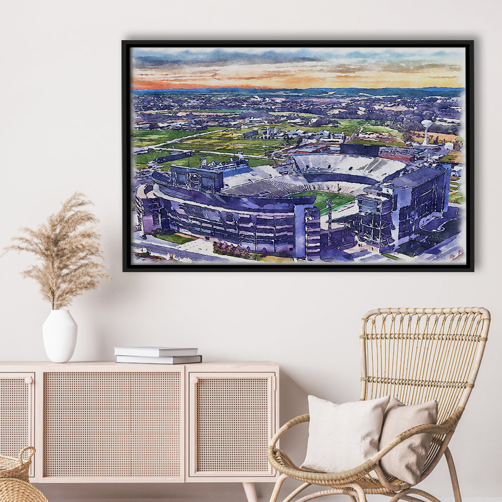 Beaver Stadium, Pennsylvania State Football Painting Stadium Watercolor, Sport Gift Art, Framed Canvas Print Wall Art