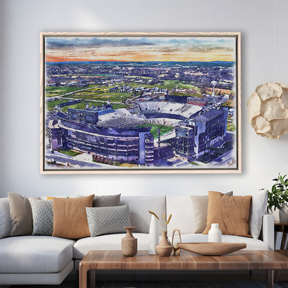 Beaver Stadium, Pennsylvania State Football Painting Stadium Watercolor, Sport Gift Art, Framed Canvas Print Wall Art