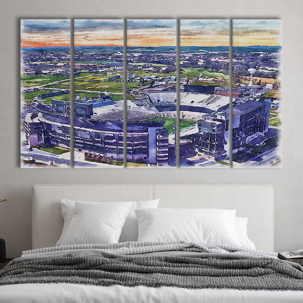 Beaver Stadium, Pennsylvania State Football Painting Stadium Watercolor, Sport Art, Extra Large Canvas Print Wall Art