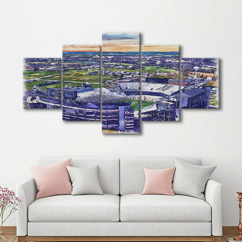 Beaver Stadium, Pennsylvania State Football Painting Stadium Watercolor, Sport Art, Mixed 5 Panel, Canvas Print Wall Art