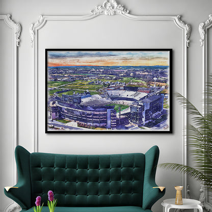 Beaver Stadium, Pennsylvania State Football Painting Stadium Watercolor, Sport Gift Art, Framed Art Print Wall Decor