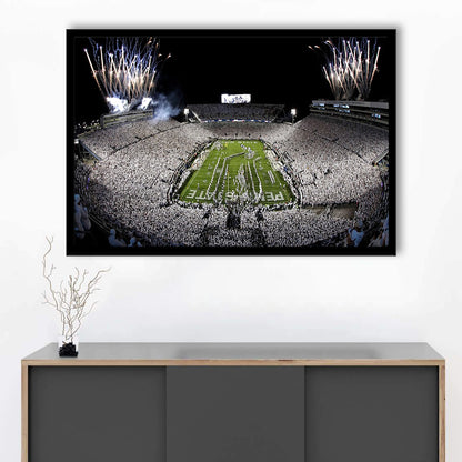 Beaver Stadium Fireworks, Stadium Canvas, Sport Art, Gift for him, Framed Art Print Wall Decor, Picture Framed