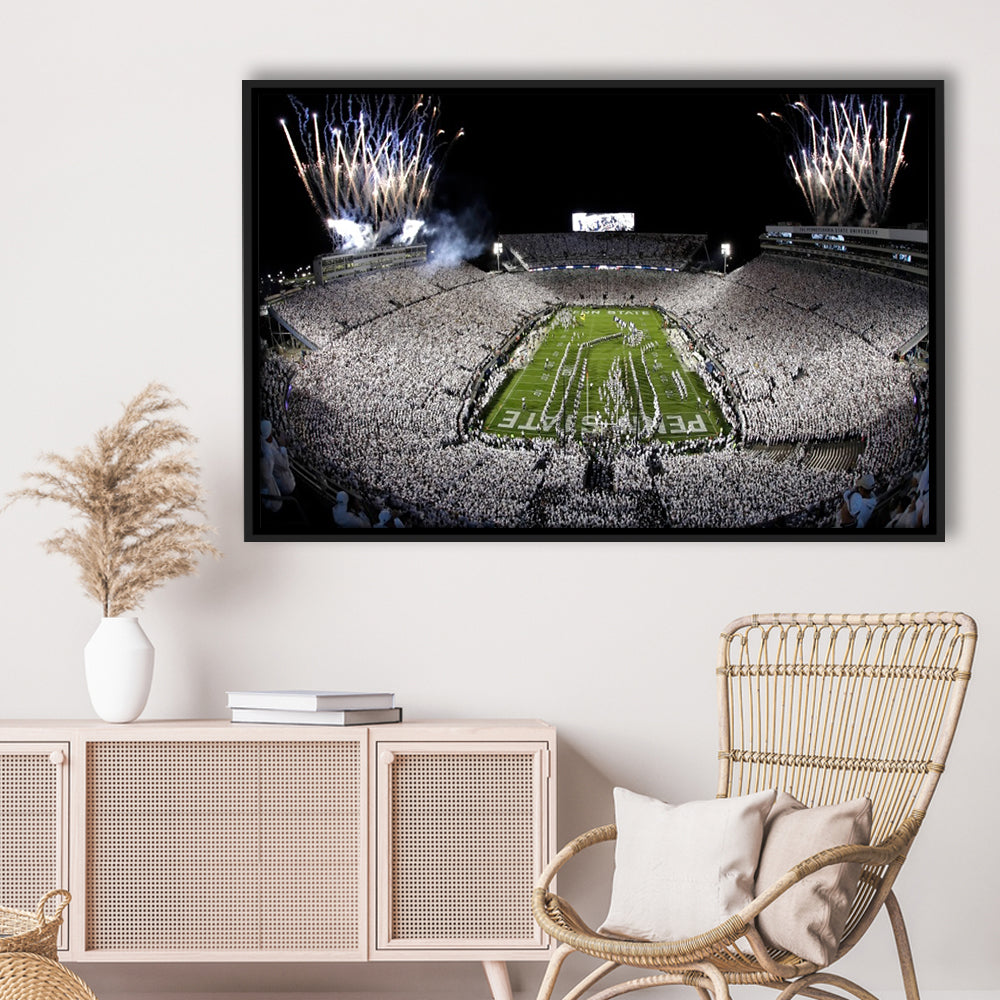 Beaver Stadium Fireworks, Stadium Canvas, Sport Art, Framed Canvas Print Wall Art, Floating Frame