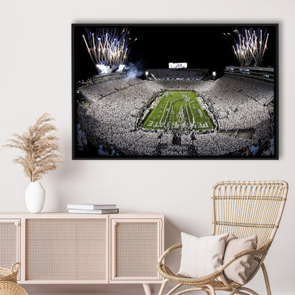 Beaver Stadium Fireworks, Stadium Canvas, Sport Art, Framed Canvas Print Wall Art, Floating Frame