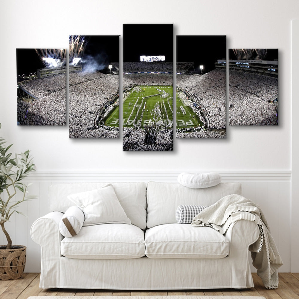 Beaver Stadium Fireworks, Stadium Canvas, Sport Art, Gift for him, 5 Panel, Large Canvas, Canvas Print Wall Art