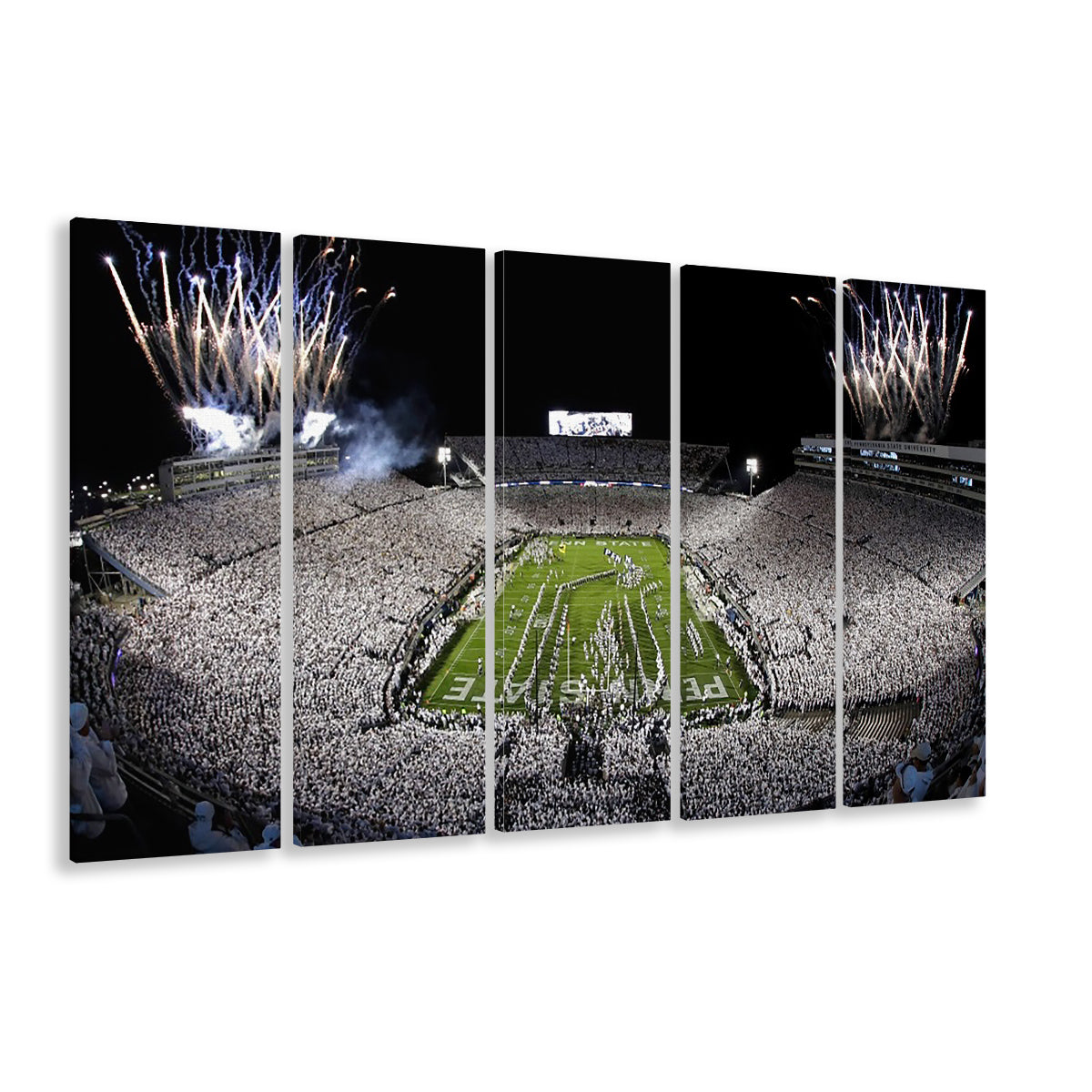 Beaver Stadium Fireworks, Stadium Canvas, Sport Art, 5 Panel B, Extra Large Canvas, Canvas Print Wall Art