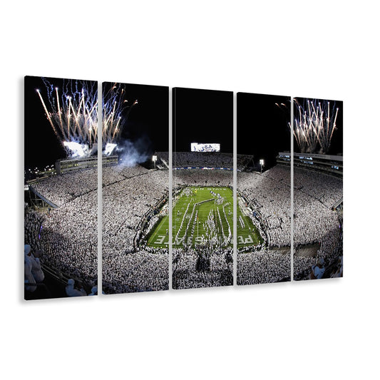 Beaver Stadium Fireworks, Stadium Canvas, Sport Art, 5 Panel B, Extra Large Canvas, Canvas Print Wall Art