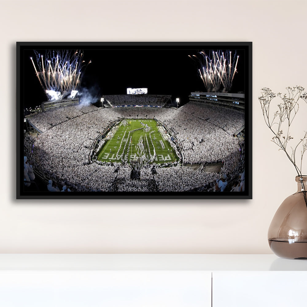 Beaver Stadium Fireworks, Stadium Canvas, Sport Art, Framed Canvas Print Wall Art, Floating Frame