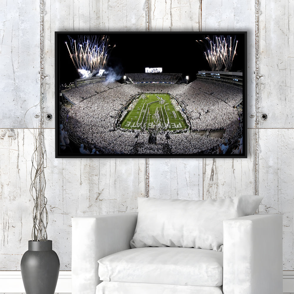Beaver Stadium Fireworks, Stadium Canvas, Sport Art, Framed Canvas Print Wall Art, Floating Frame
