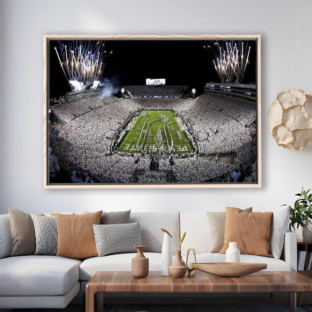 Beaver Stadium Fireworks, Stadium Canvas, Sport Art, Framed Canvas Print Wall Art, Floating Frame