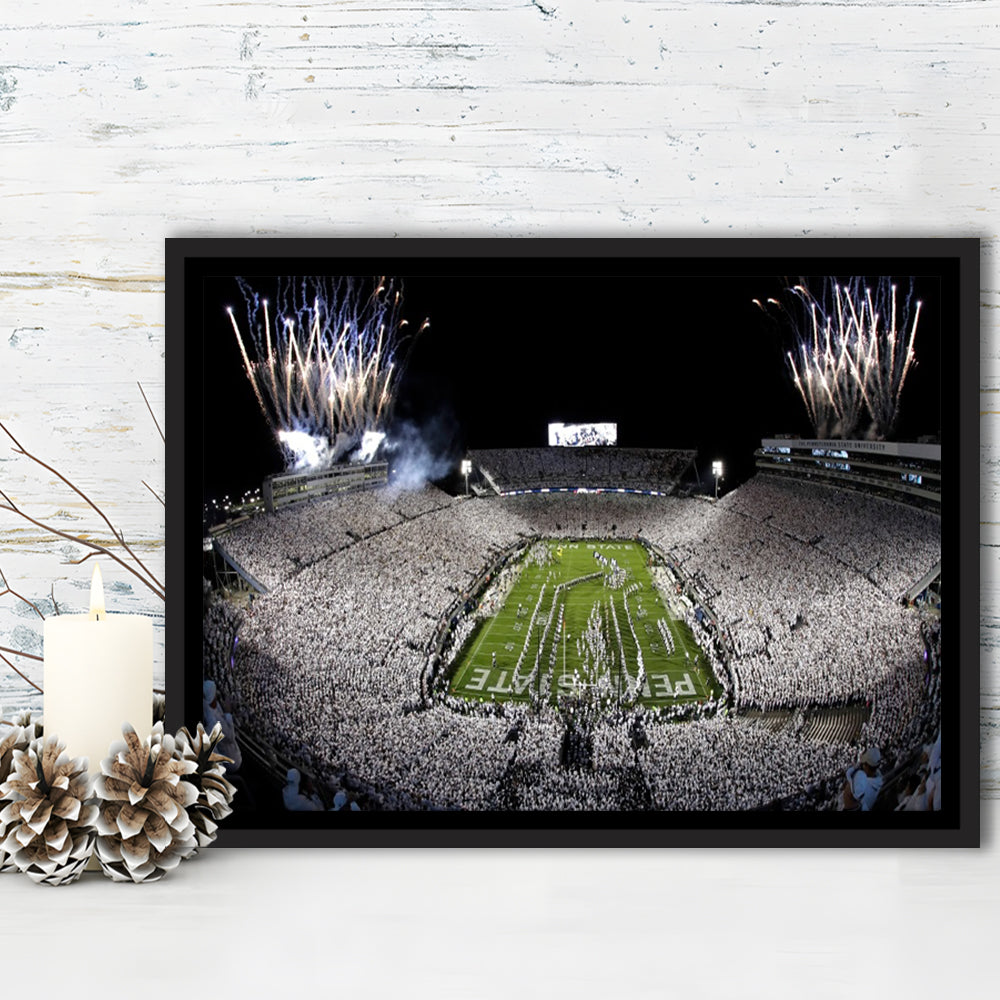 Beaver Stadium Fireworks, Stadium Canvas, Sport Art, Framed Canvas Print Wall Art, Floating Frame