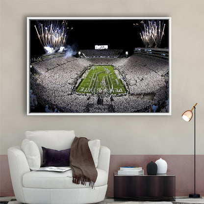 Beaver Stadium Fireworks, Stadium Canvas, Sport Art, Framed Canvas Print Wall Art, Floating Frame
