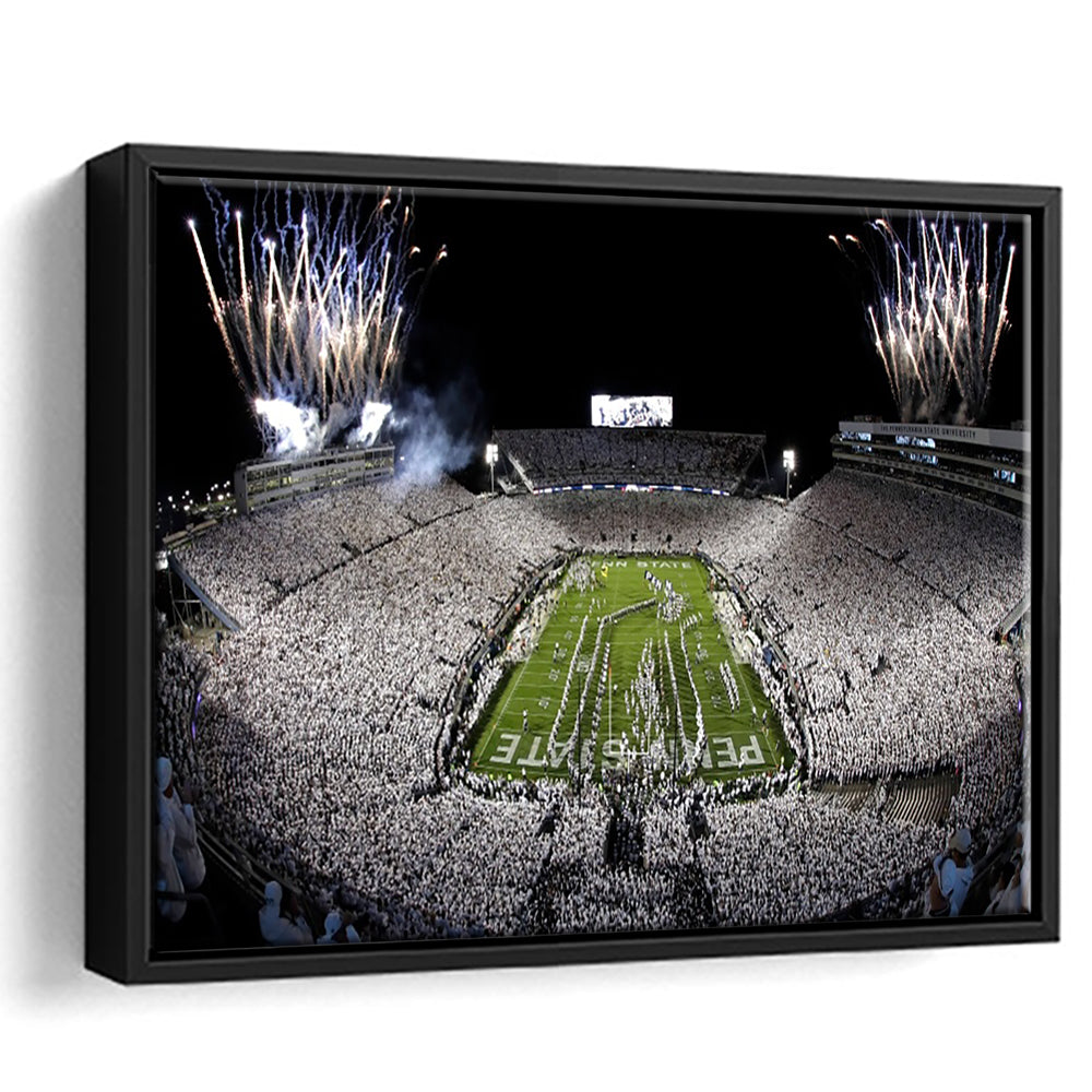 Beaver Stadium Fireworks, Stadium Canvas, Sport Art, Framed Canvas Print Wall Art, Floating Frame
