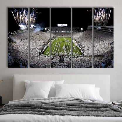 Beaver Stadium Fireworks, Stadium Canvas, Sport Art, 5 Panel B, Extra Large Canvas, Canvas Print Wall Art